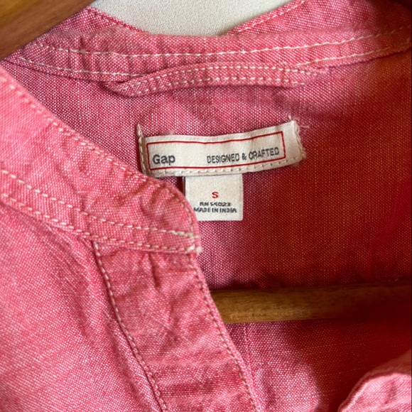 Gap Design & Crafted Pink-Red Shirt Dress Button Front Tie Waist - Picture 3 of 3